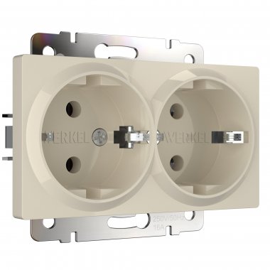 Фотография товара 'Werkel W1172003 Розетка двойная с заземлением слоновая кость'