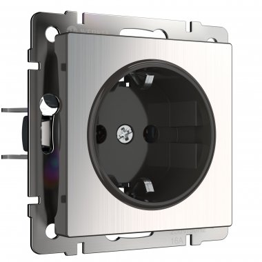 Фотография товара 'Werkel WL02-SKG-01-IP20 Розетка с заземлением (глянцевый никель)'