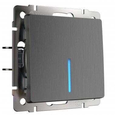 Фотография товара 'Werkel W1110104 Выключатель одноклавишный с подсветкой графит рифленый'