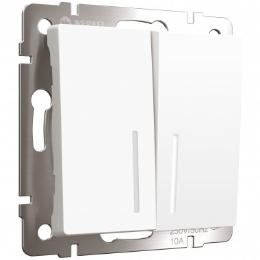 Фотография товара 'Werkel W1122161 Выключатель двухклавишный проходной с подсветкой белый матовый'