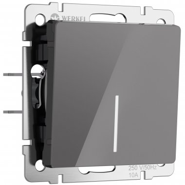 Фотография товара 'Werkel W1110144 Выключатель одноклавишный с подсветкой графит акрил'