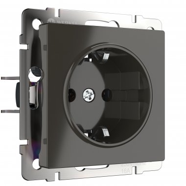 Фотография товара 'Werkel WL07-SKG-01-IP20 Розетка с заземлением (серо-коричневый)'