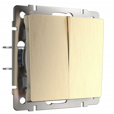 Фотография товара 'Werkel W1122010 Выключатель двухклавишный проходной шампань рифленый'