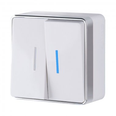 Фотография товара 'Werkel W5020101 Выключатель двухклавишный с подсветкой Gallant белый'