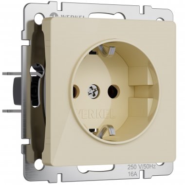 Фотография товара 'Werkel W1171143 Розетка с заземлением и шторками айвори акрил'
