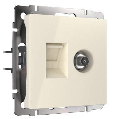 Фотография товара 'Werkel W1181303 Розетка ТВ+Ethernet RJ-45 6 cat. слоновая кость'