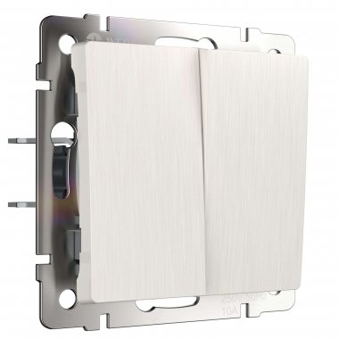 Фотография товара 'Werkel W1122013 Выключатель двухклавишный проходной перламутровый рифленый'