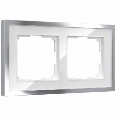 Фотография товара 'Werkel W0022850 Рамка из металла на 2 поста Baguette белый/серебро'