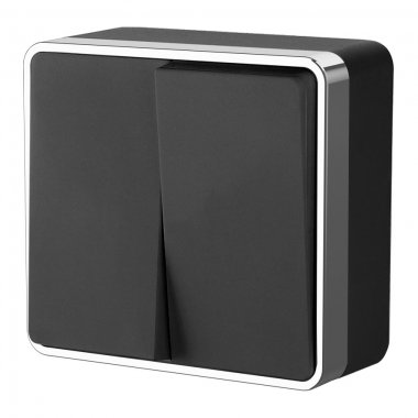 Фотография товара 'Werkel WL15-03-01 Выключатель Werkel черный двухклавишный Gallant WL15-03-01'