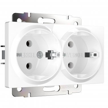 Фотография товара 'Werkel W1172001 Розетка двойная с заземлением белая'
