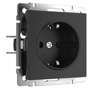 Фотография товара 'Werkel W1171308 Розетка с заземлением, безвинтовой зажим черный матовый'