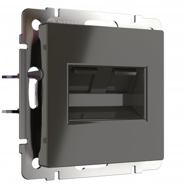 Фотография товара 'Werkel WL07-RJ-11 Розетка телефонная RJ-11 и Еthernet RJ-45 (серо-коричневый)'