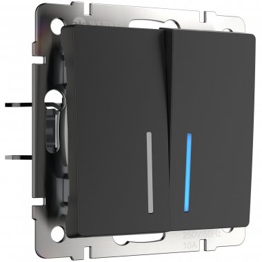 Фотография товара 'Werkel WL08-SW-2G-2W-LED Выключатель двухклавишный проходной с подсветкой'