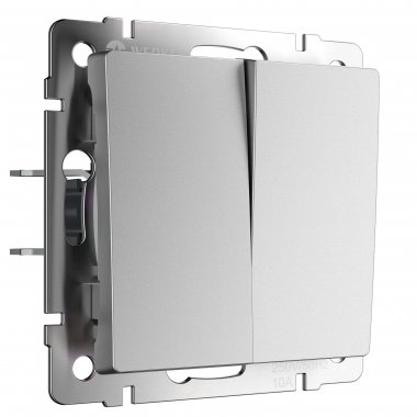 Фотография товара 'Werkel W1120065 Выключатель двухклавишный серебряный матовый'