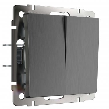 Фотография товара 'Werkel W1120004 Выключатель двухклавишный графит рифленый'