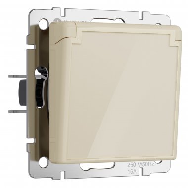 Фотография товара 'Werkel W1171243 Розетка влагозащ. с зазем. с защит. крышкой и шторками айвори акрил'