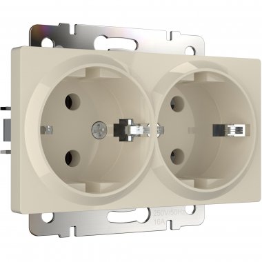 Фотография товара 'Werkel WL03-SKG-02-IP20 Розетка двойная с заземлением'