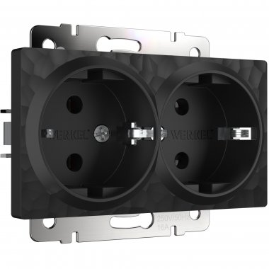 Фотография товара 'Werkel W1272008 Розетка двойная с заземлением черный'