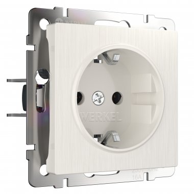 Фотография товара 'Werkel W1171113 Розетка с заземлением и шторками перламутровый рифленый'