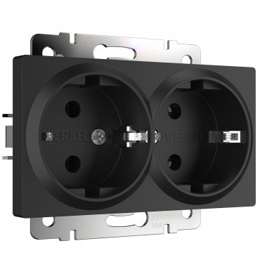 Фотография товара 'Werkel W1172008 Розетка двойная с заземлением черный матовый'