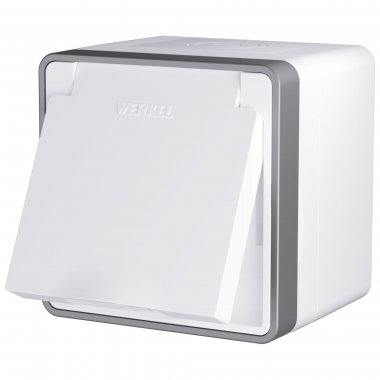 Фотография товара 'Werkel W5071201 Розетка влагозащ. с зазем. с защит. крышкой и шторками Gallant белая'