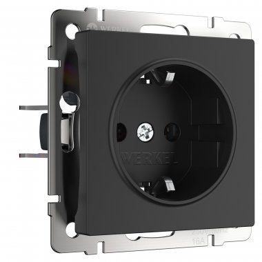 Фотография товара 'Werkel W1171108 Розетка с заземлением и шторками черный матовый'