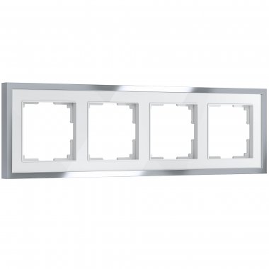 Фотография товара 'Werkel W0042850 Рамка из металла на 4 поста Baguette белый/серебро'