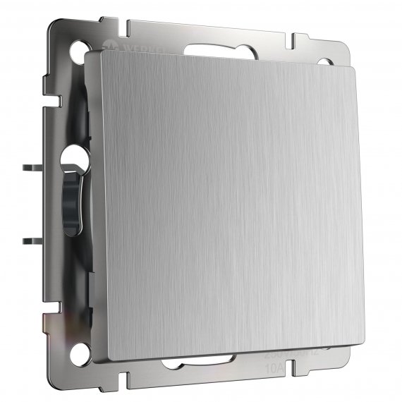 Фотография товара 'Werkel W1112009 Выключатель одноклавишный проходной cеребряный рифленый'