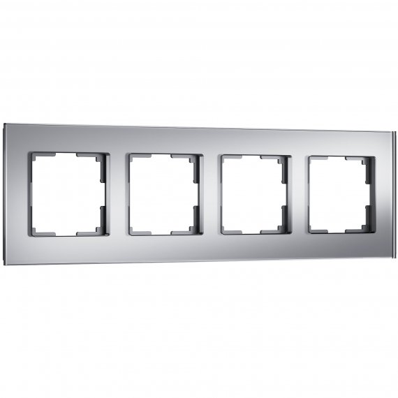 Фотография товара 'Werkel W0043106 Рамка из стекла на 4 поста Senso серебряный soft-touch'