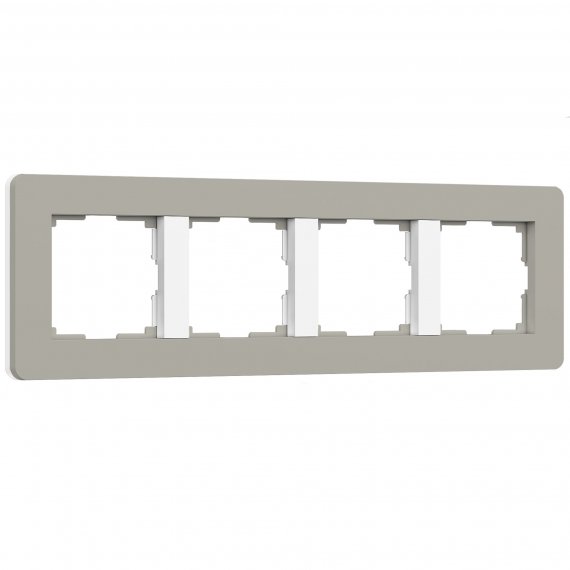 Фотография товара 'Werkel W0043067 W0043067/ Рамка на 4 поста Split (дымчатый/белый, soft-touch)'