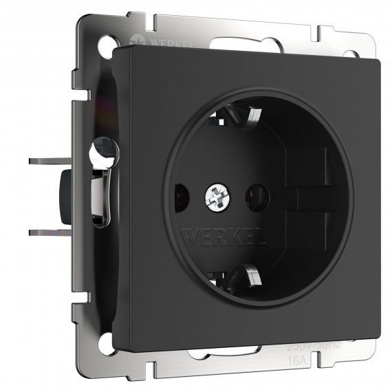 Фотография товара 'Werkel W1171008 Розетка с заземлением черный матовый'