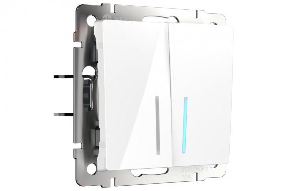 Фотография товара 'Werkel WL01-SW-2G-2W-LED Выключатель двухклавишный проходной с подсветкой'