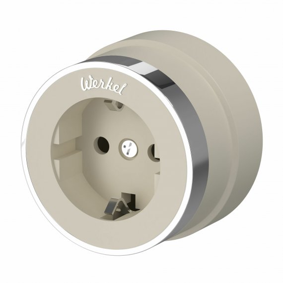 Фотография товара 'Werkel W5871055 Розетка с заземлением Vintage слоновая кость матовый/хром'