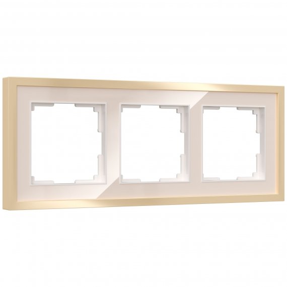 Фотография товара 'Werkel W0032851 Рамка из металла на 3 поста Baguette айвори/латунь'