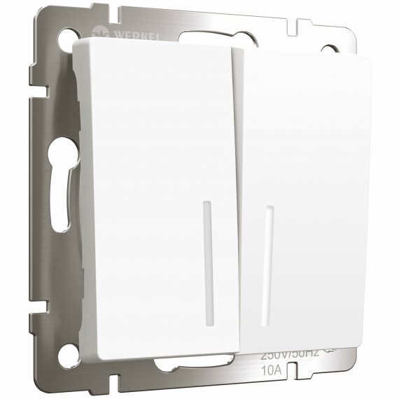 Фотография товара 'Werkel W1120161 Выключатель двухклавишный с подсветкой белый матовый'