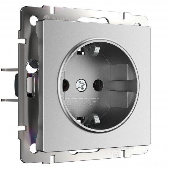 Фотография товара 'Werkel W1171065 Розетка с заземлением серебряный матовый'