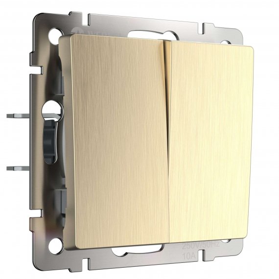 Фотография товара 'Werkel W1120010 Выключатель двухклавишный шампань рифленый'