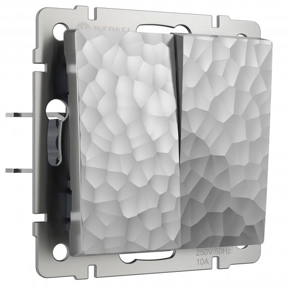 Фотография товара 'Werkel W1222006 Выключатель двухклавишный проходной серебряный'