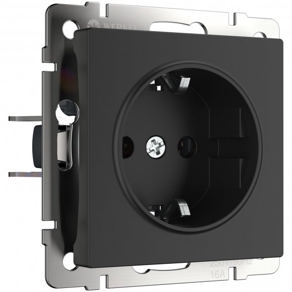 Фотография товара 'Werkel WL08-SKG-01-IP20 Розетка с заземлением (черный матовый)'