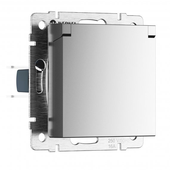 Фотография товара 'Werkel W1171265 Розетка влагозащ. с зазем. с защит. крышкой и шторками N (серебряный матовый)'