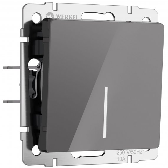 Фотография товара 'Werkel W1112144 Выключатель одноклавишный проходной с подсветкой графит акрил'