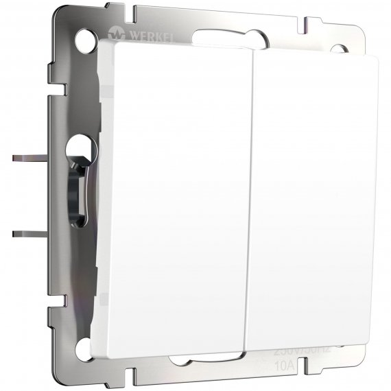 Фотография товара 'Werkel W1122461 Выключатель двухклавишный с самовозвратом белый матовый'