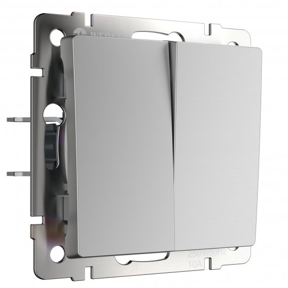 Фотография товара 'Werkel WL06-SW-2G Выключатель двухклавишный (серебряный)'