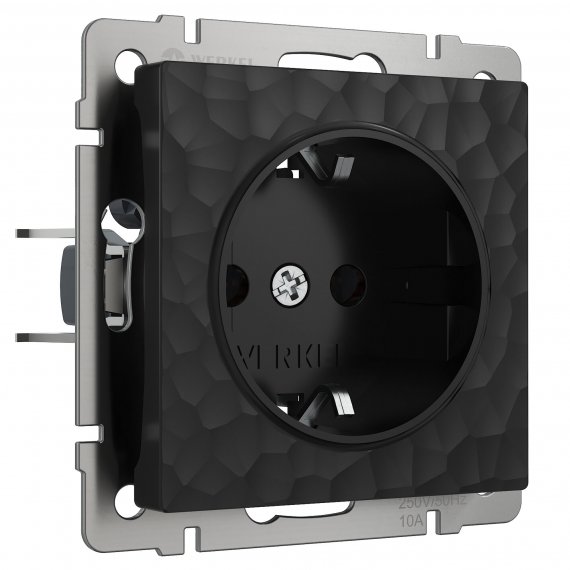 Фотография товара 'Werkel W1271108 Розетка с заземлением и шторками черный'