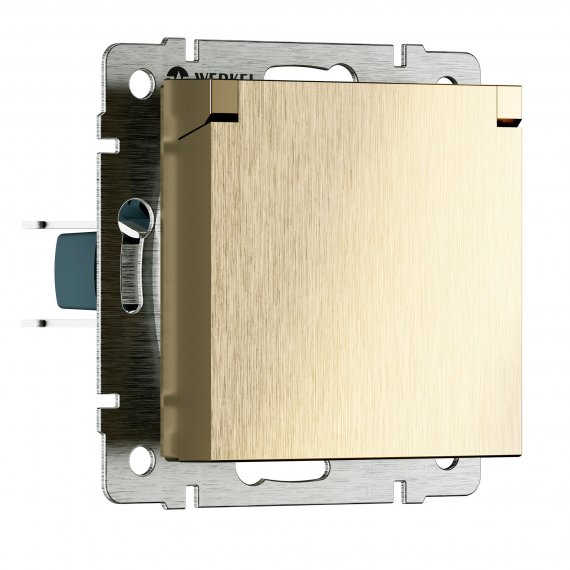 Фотография товара 'Werkel W1171210 Розетка влагозащ. с зазем. с защит. крышкой и шторками N (шампань рифленый)'