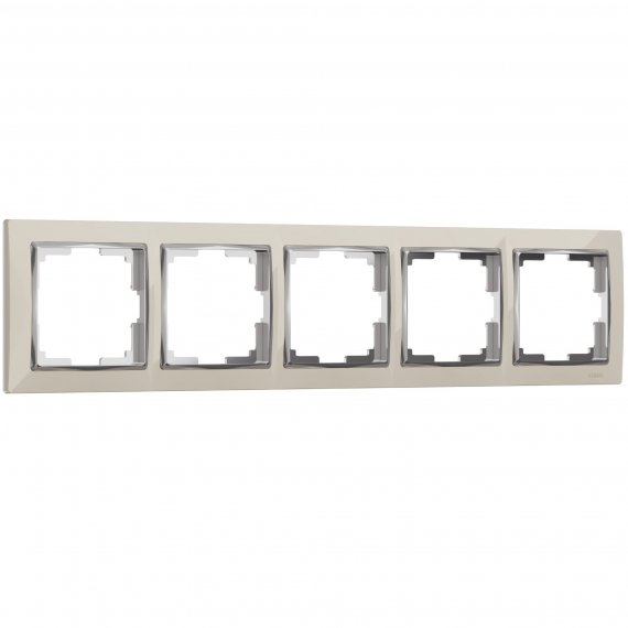 Фотография товара 'Werkel W0051903 Рамка из поликарбоната на 5 постов Snabb слоновая кость/хром'