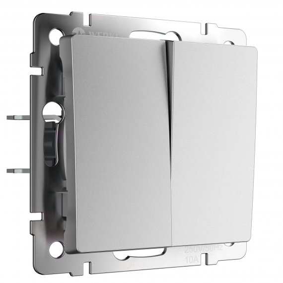 Фотография товара 'Werkel W1123065 Перекрестный выключатель двухклавишный (серебряный матовый)'