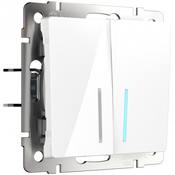 Фотография товара 'Werkel W1120101 Выключатель двухклавишный с подсветкой белый'