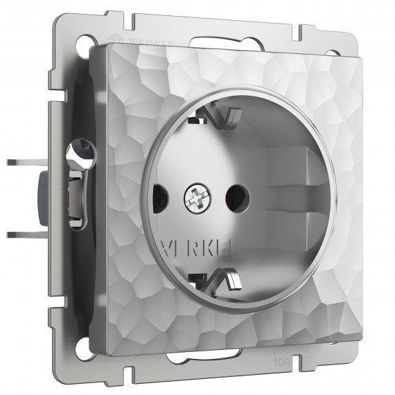 Фотография товара 'Werkel W1271106 Розетка с заземлением и шторками серебряный'