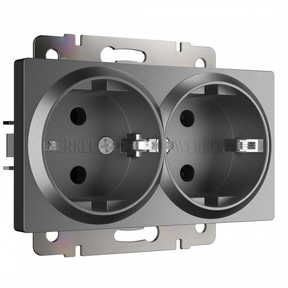 Фотография товара 'Werkel W1172064 Розетка двойная с заземлением графит матовый'